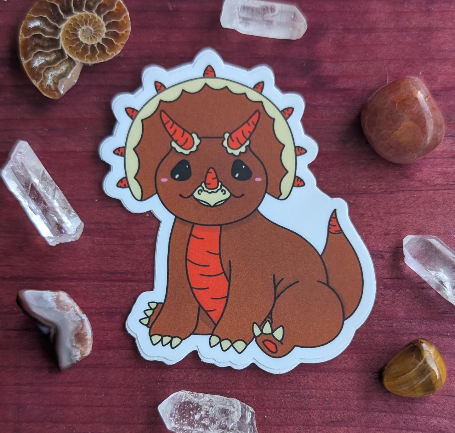 Kawaiinos Tricarrottops Triceratops Carrot Cake Kawaii Dino Vinyl Sticker