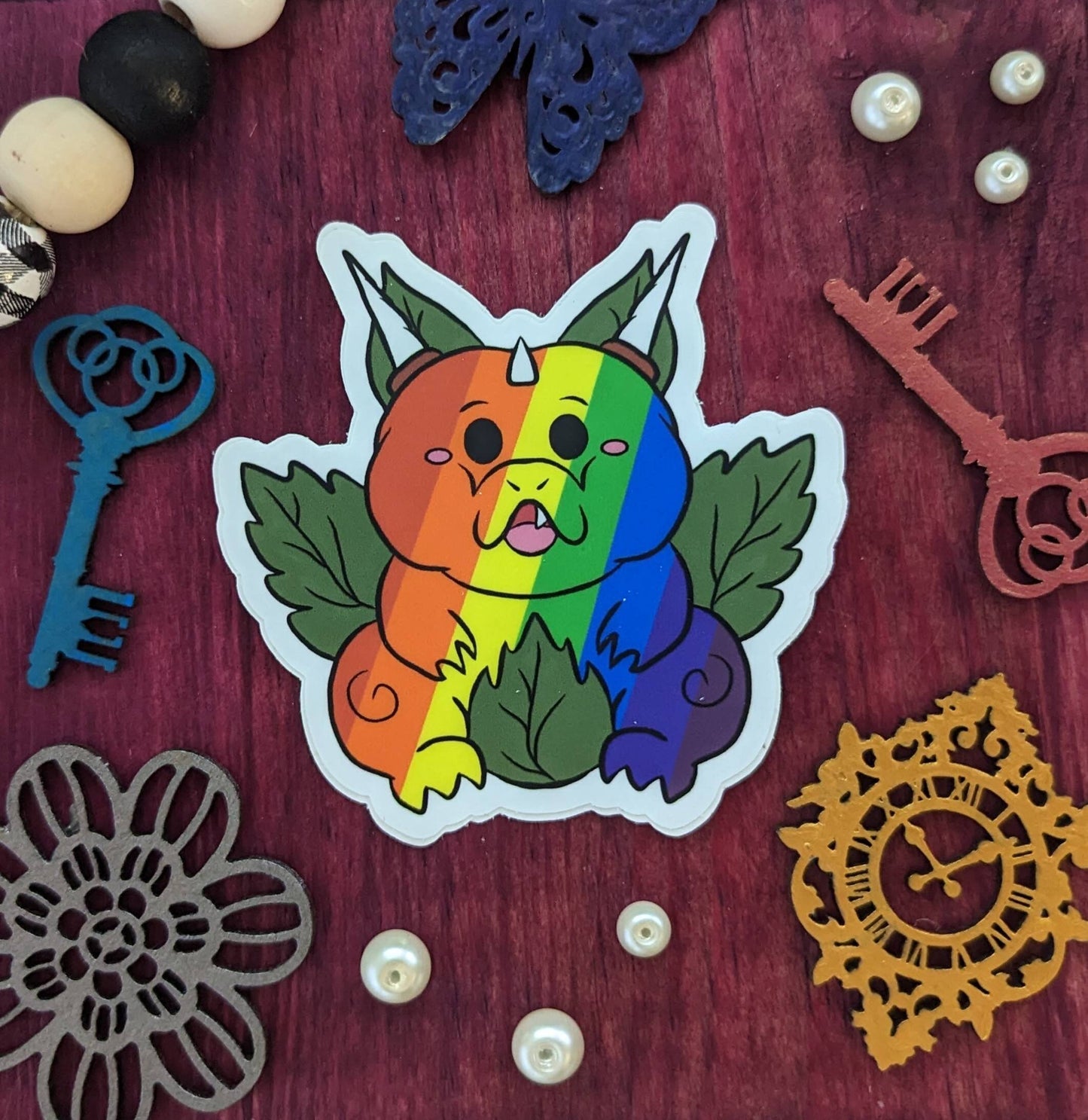 Rainbow Dragon Tea Bagbies Pride Vinyl Sticker
