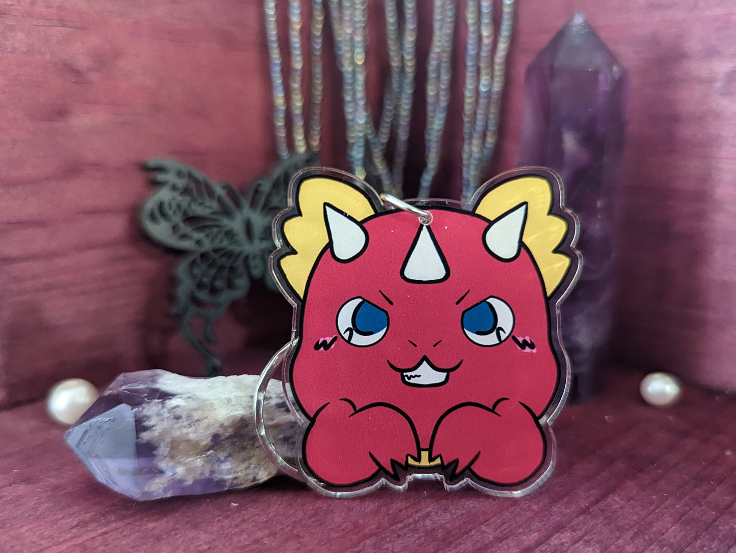 Spoopy Dragon Acrylic Keychain Kawaii