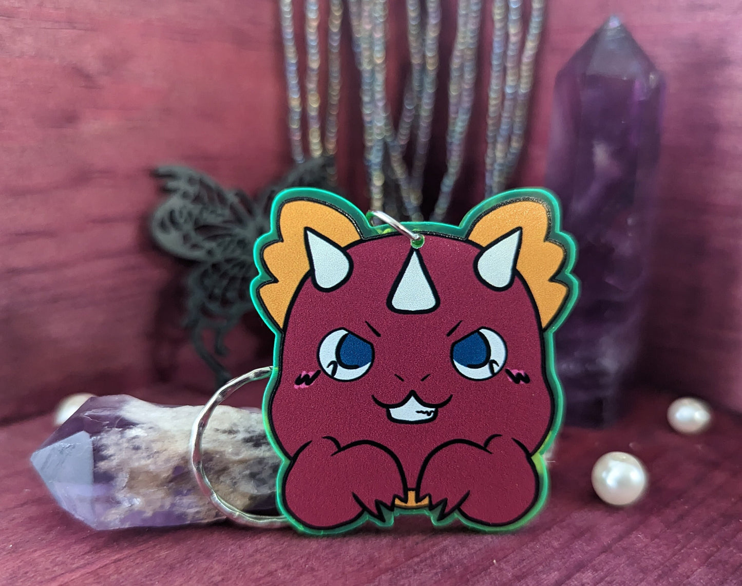 Spoopy Dragon Acrylic Keychain Kawaii