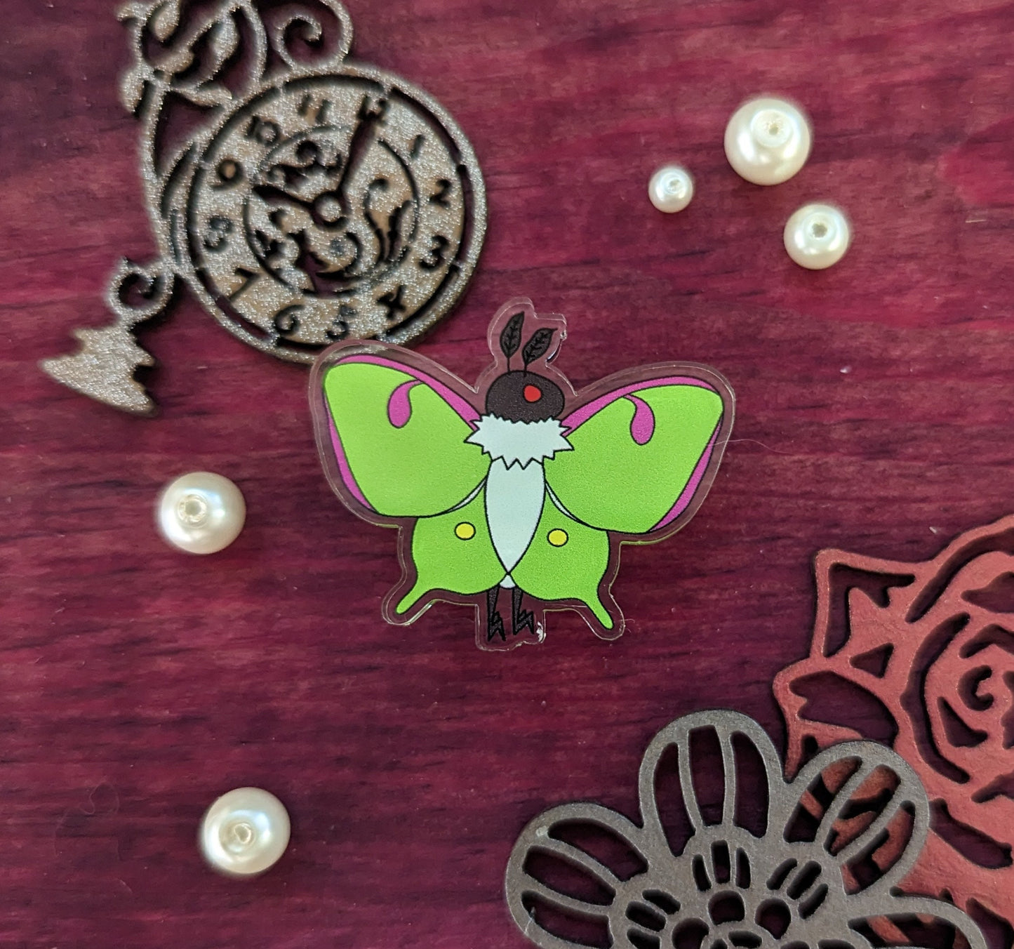 Luna Mothman Acrylic Pin Moth Man Kawaii Cryptid