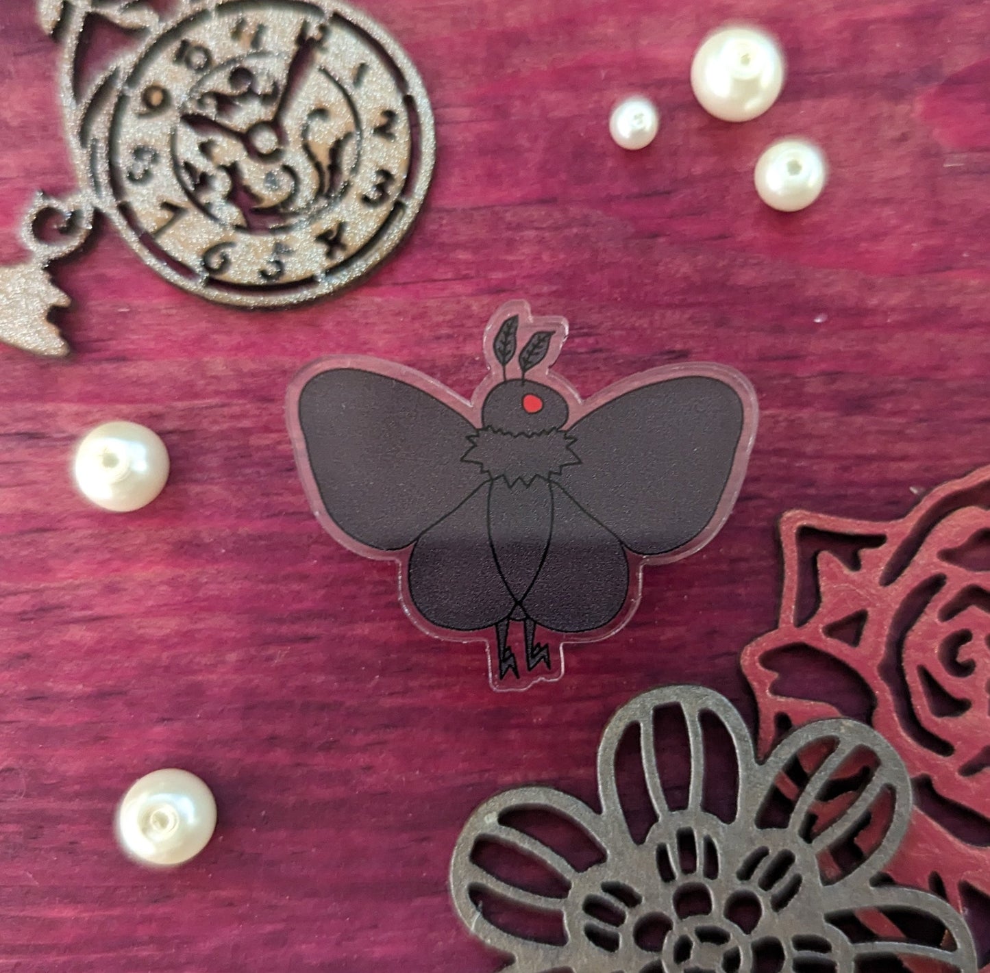 Mothman Acrylic Pin Moth Man Kawaii Cryptid