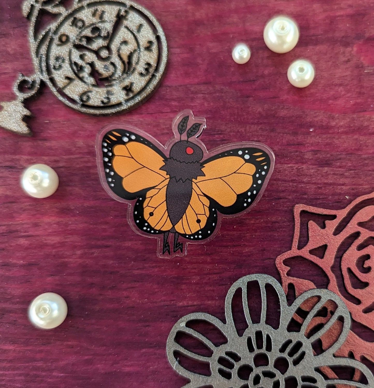 MonarchMan Mothman Acrylic Pin Moth Man Kawaii Monarch Cryptid