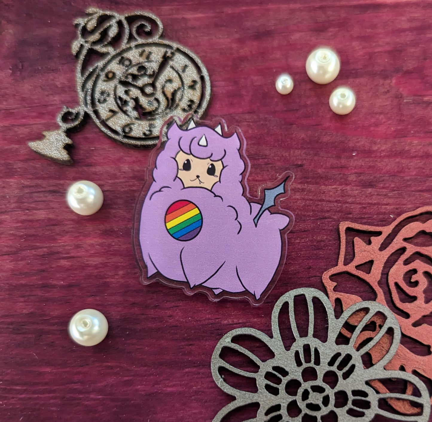 Dragpaca Kawaii Dragon Alpaca Acrylic Pin