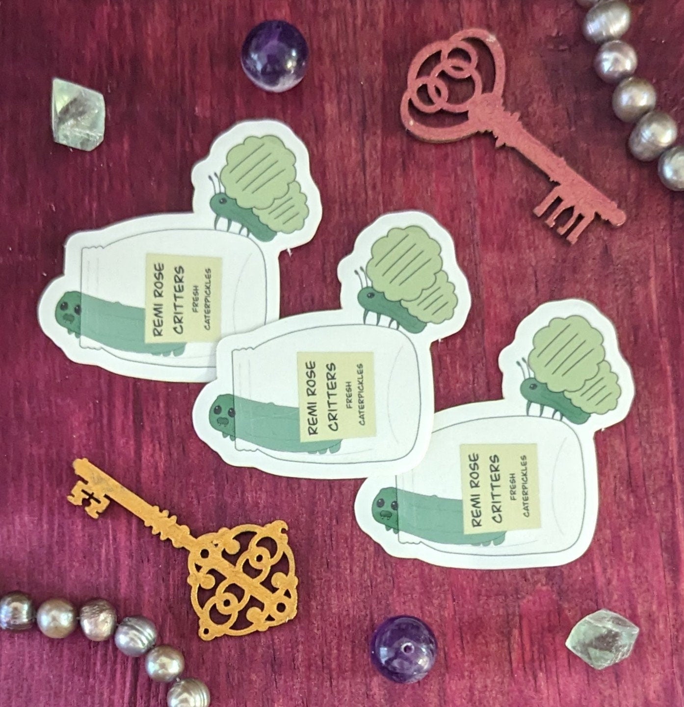 Caterpickle Bread and Butter Pickle Fly Kawaii Caterpillar Butterfly Sticker