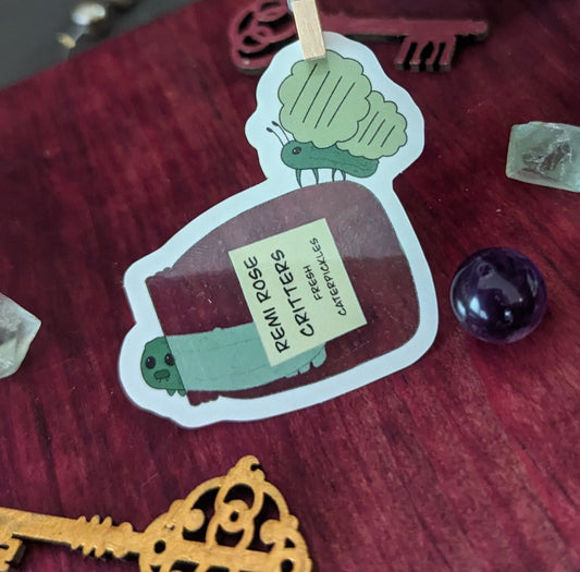 Caterpickle Bread and Butter Pickle Fly Kawaii Caterpillar Butterfly Sticker