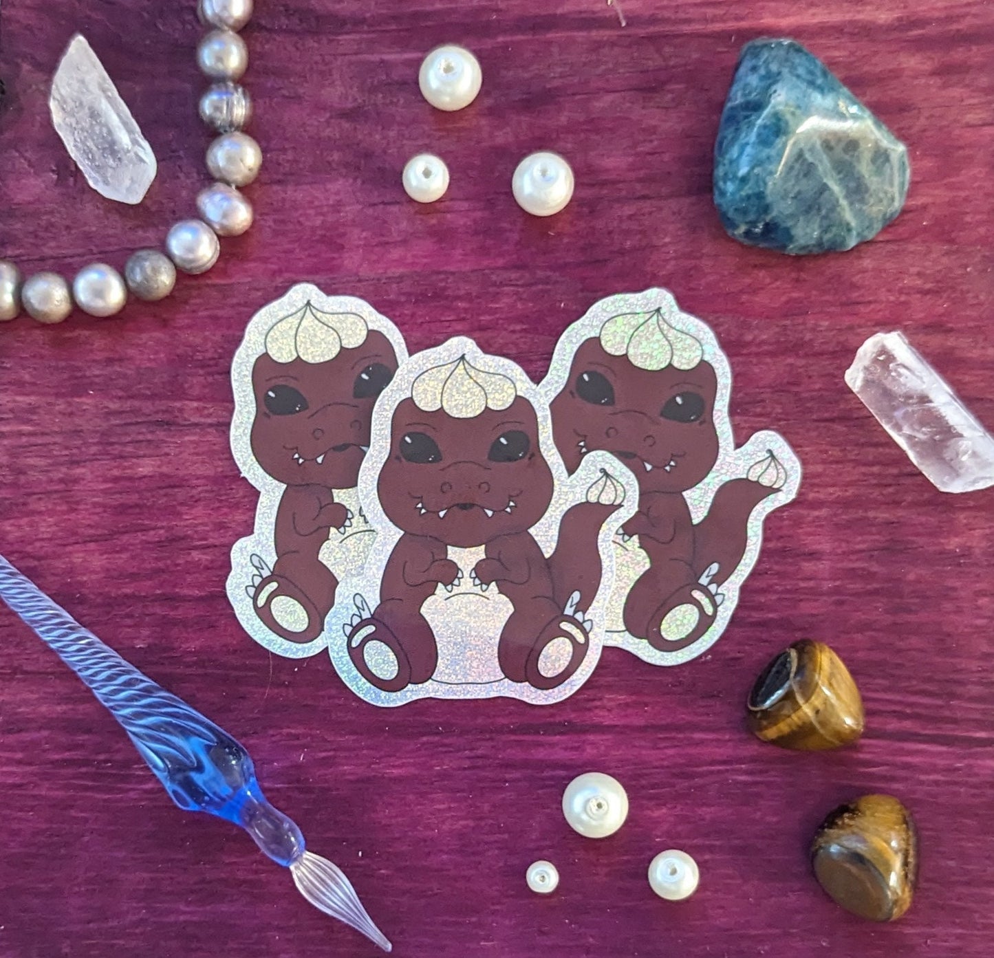 Kawaiinos Glitter Sticker Bundle Ankyloshortcake Stegos'morus Para-Split-Olophus Taro-Dactyl Red Velvet Raptor Kawaii Dinos Dinosaurs