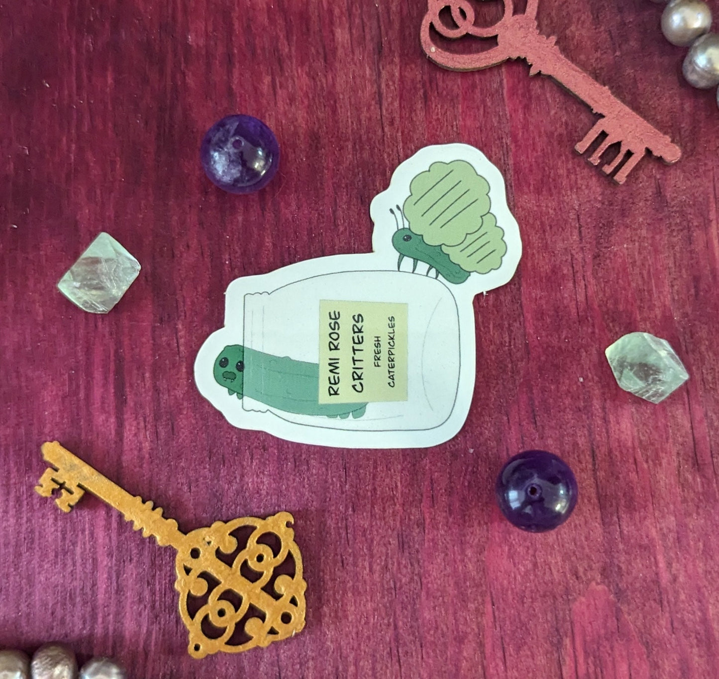 Caterpickle Bread and Butter Pickle Fly Kawaii Caterpillar Butterfly Sticker