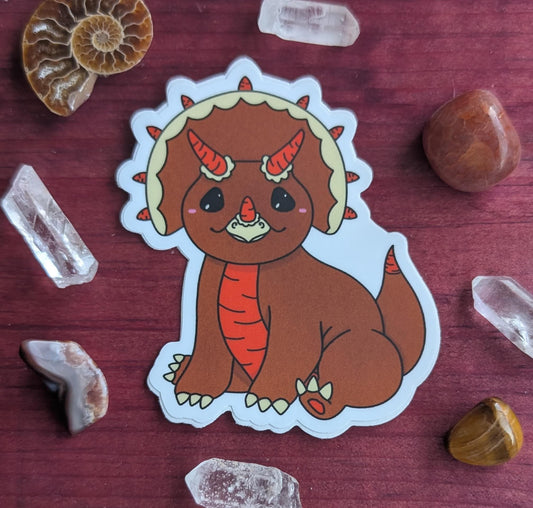 Kawaiinos Tricarrottops Triceratops Carrot Cake Kawaii Dino Vinyl Sticker