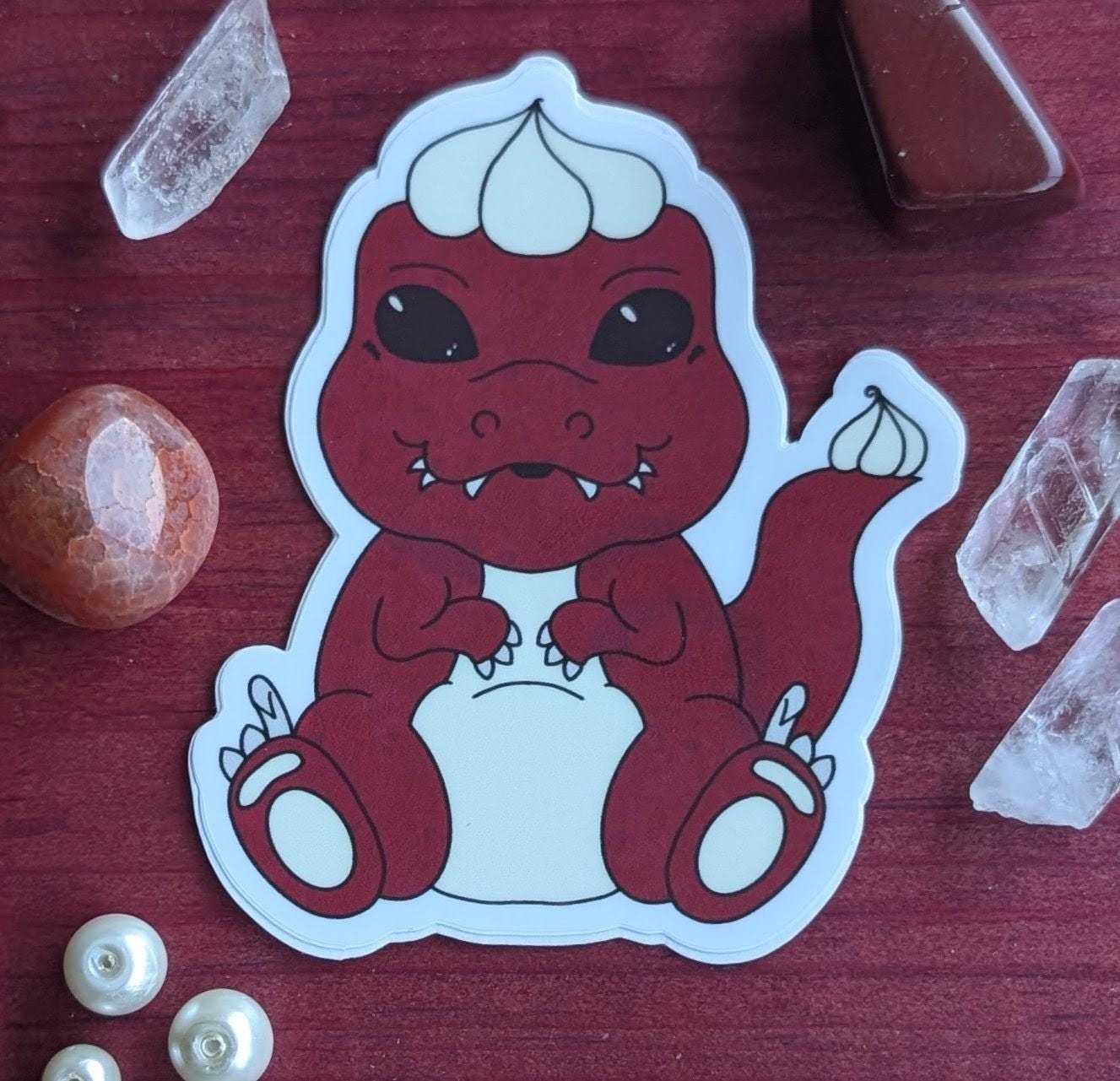 Kawaiinos Red Velvet Raptor Kawaii Dino Dinosaur Velociraptor Vinyl Sticker