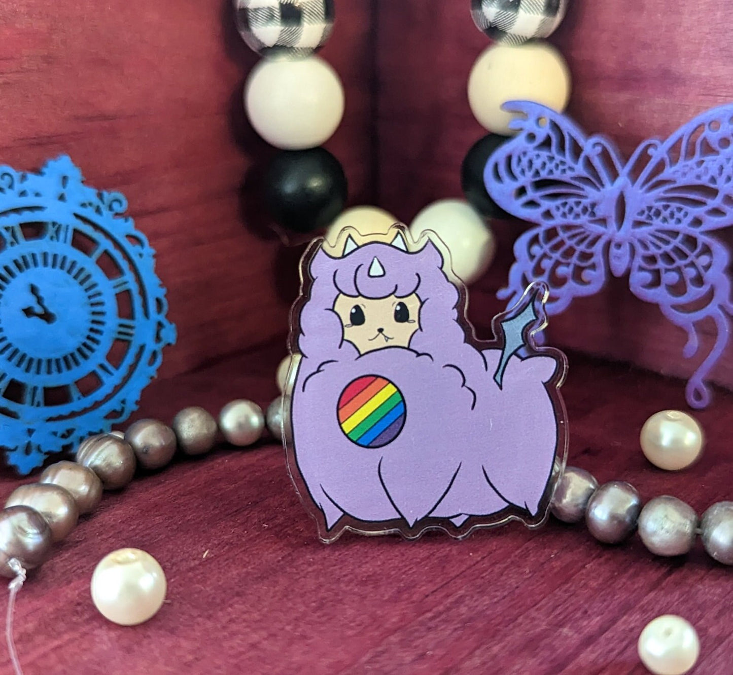 Dragpaca Kawaii Dragon Alpaca Acrylic Pin