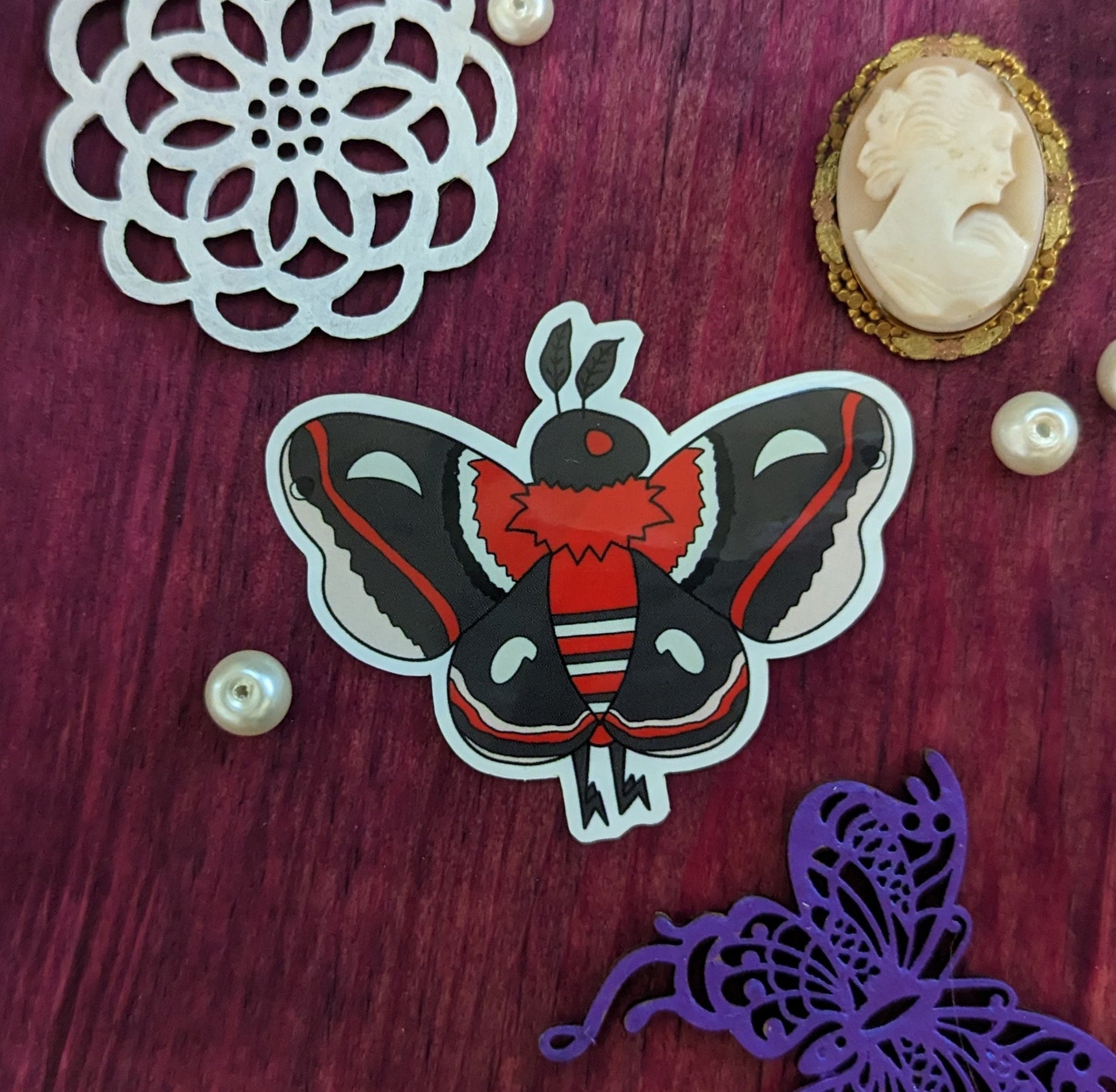 Cecropia Mothman Cryptid Vinyl Sticker Moth Man