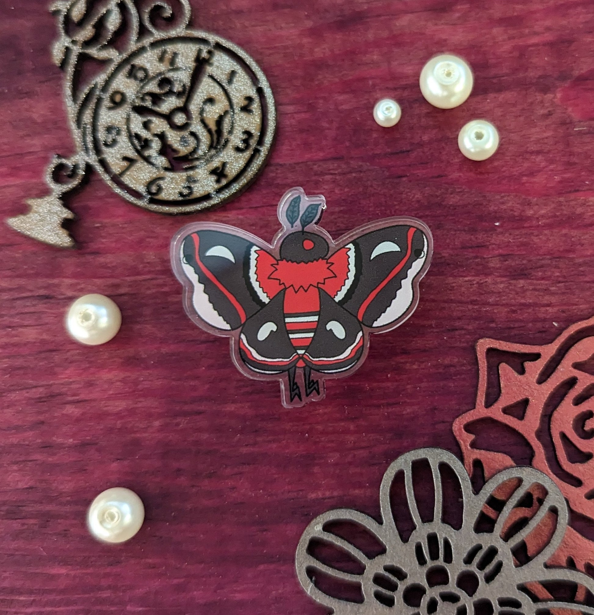 Cecropia Mothman Acrylic Pin Moth Man Kawaii Cryptid